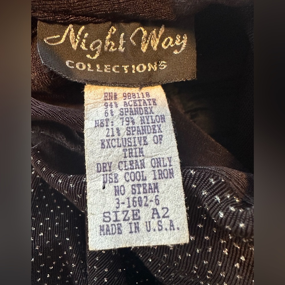 Vintage Night Way Black Sparkle Maxi Dress Keyhole Mesh Slit Y2K Evening Glam M - Picture 7 of 13